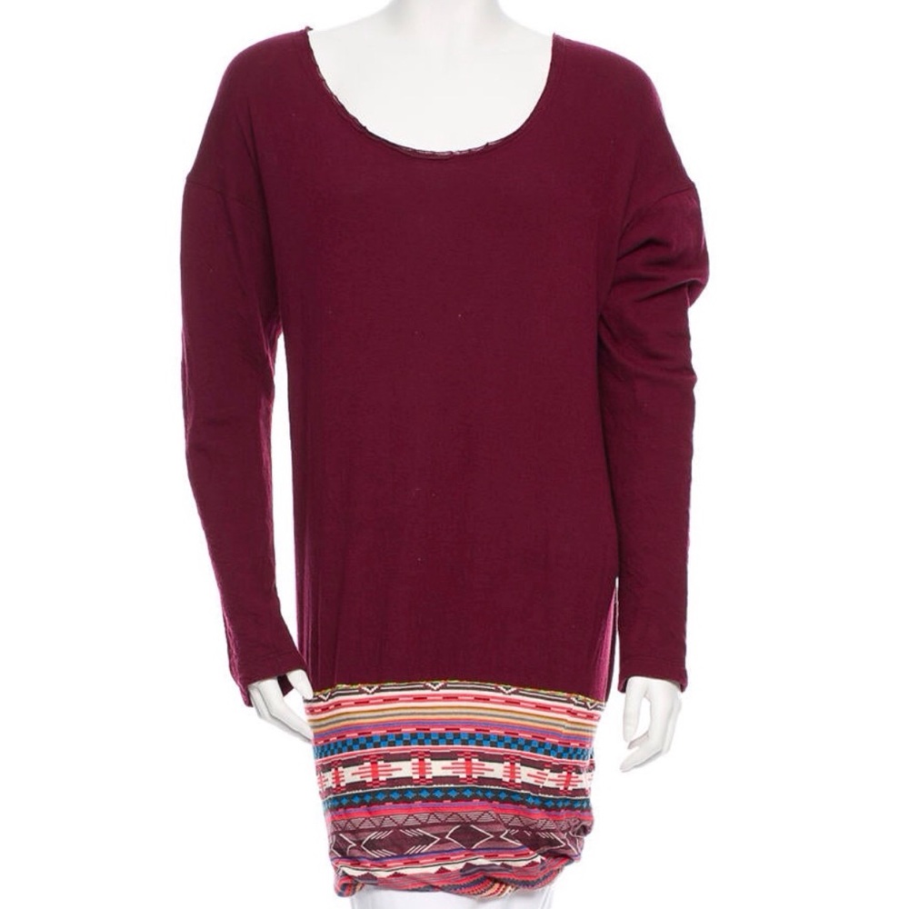 Just Cavalli Burgundy Tunic with Multicolor Hem